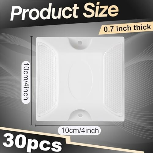 Adhesive wall hook pads, 10cm by 10cm, 0.7 inch thick, 30 pieces.