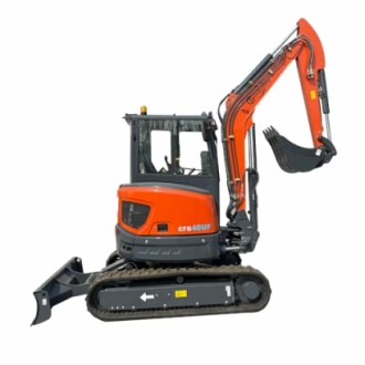 Orange compact excavator CFG40UF with a raised bucket