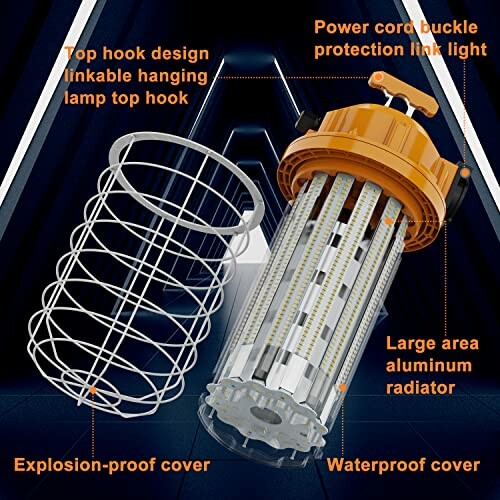 Exploded view of LED work light with various components labeled.