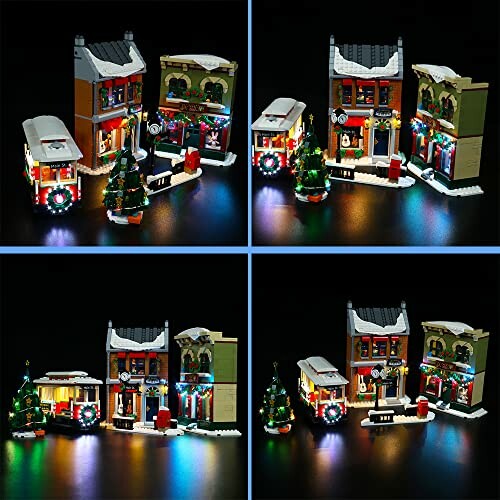 Lego Christmas village set with buildings and lights