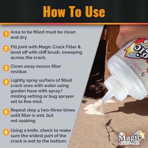 Instructions for using Magic Crack Filler.