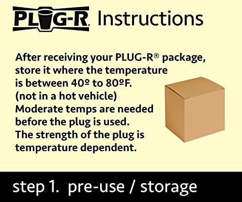 Plug-R storage instructions for temperature conditions.