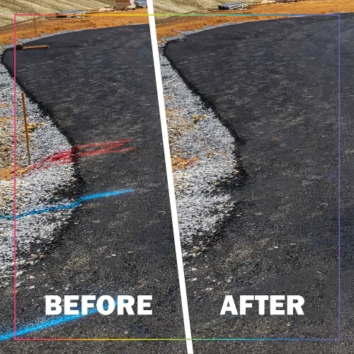 Comparison of a road construction site showing before and after progress.