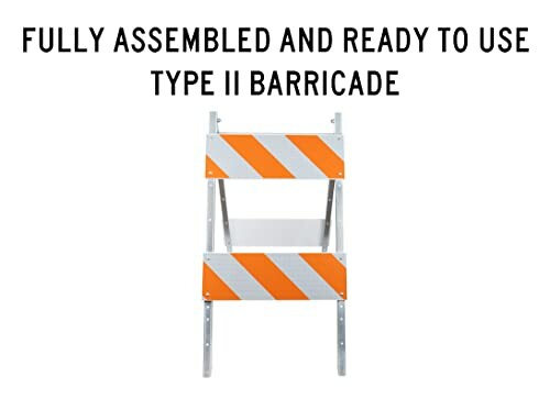 Fully assembled Type II barricade with orange and white stripes