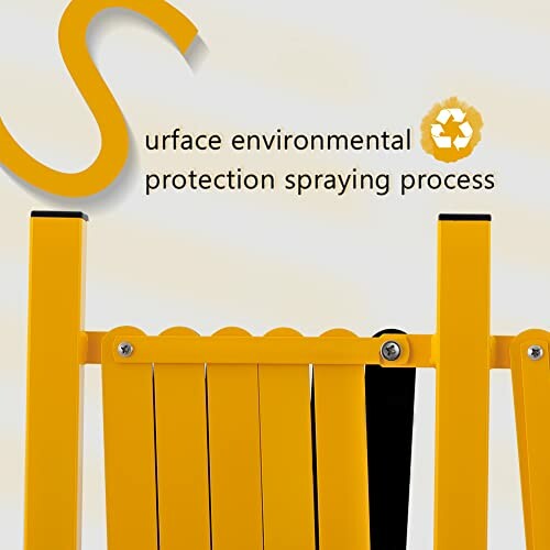 Yellow chair with surface environmental protection spraying process text.